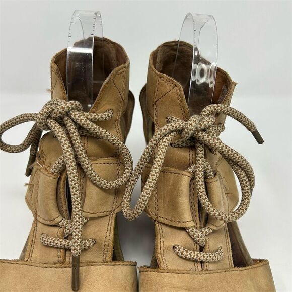 Sorel Women's Joanie Brown Leather Lace Up Wedge Sandals Size 11 Casual Summer - Picture 6 of 13